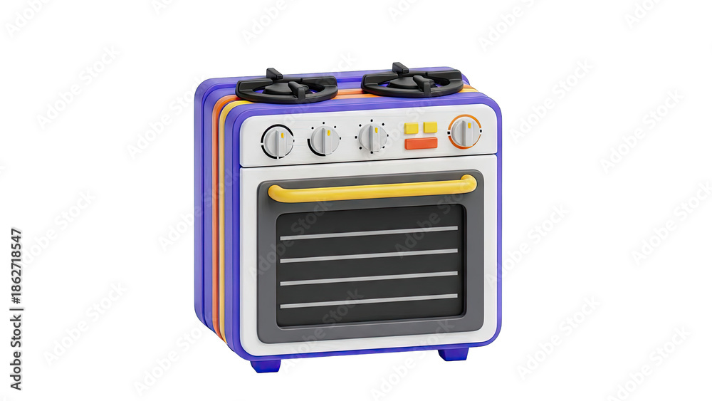 Fototapeta premium Cartoon Oven with Colorful Design