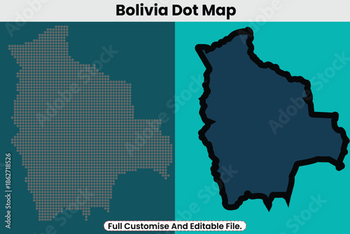 Bolivia Dot Outline , Minimal Geographic Map