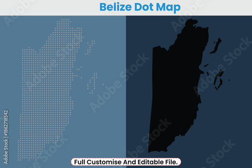 Belize Dot Map Vector | Minimal Country Outline Design