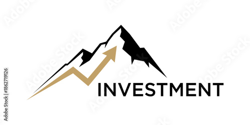 mountain and arrow concepts, investment, passive income, graphic design illustrations.