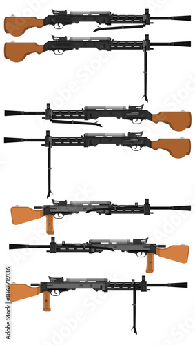 Old Vintage Soviet Machinegun Vectors