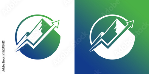  growth arrow mountain success logo. investment and mountain logo design inspiration.
