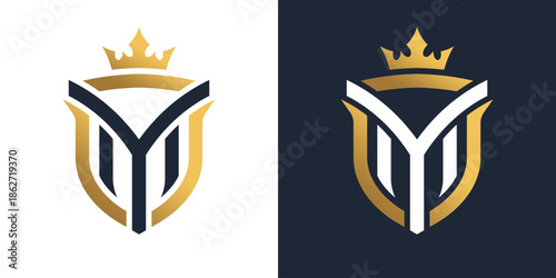 letter M crown combination dual meaning luxury logo