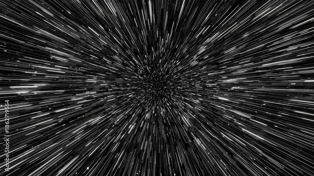 Fototapeta premium Abstract starburst pattern in monochrome with lines and light effect