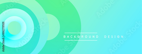 Abstract gradient layers create dynamic visual effect. Turquoise, teal, green hues blend smoothly. Minimalist design suitable for backgrounds.