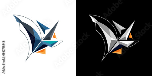 abstact wing logo. abstract origami logo design inspiration.