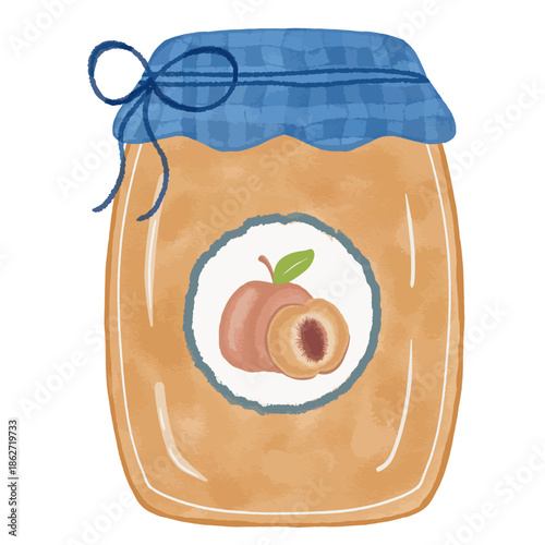 Peach Jam Jar Watercolor Illustration