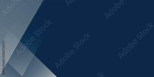 White and blue modern abstract wide banner with geometric shapes. Dark blue and white abstract background.