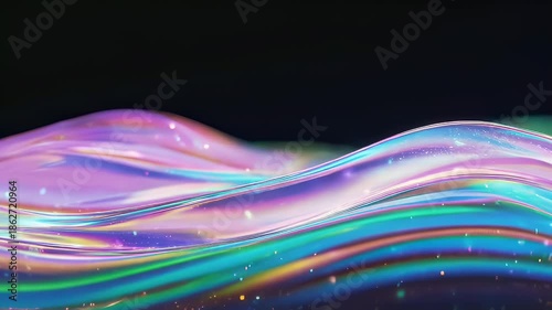 Abstract Shimmering Waves in Dark Background.
