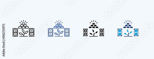 Gold Investment Multiple Icon Illustration Vector