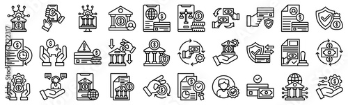 Banking System line icons collection set. vector illustration