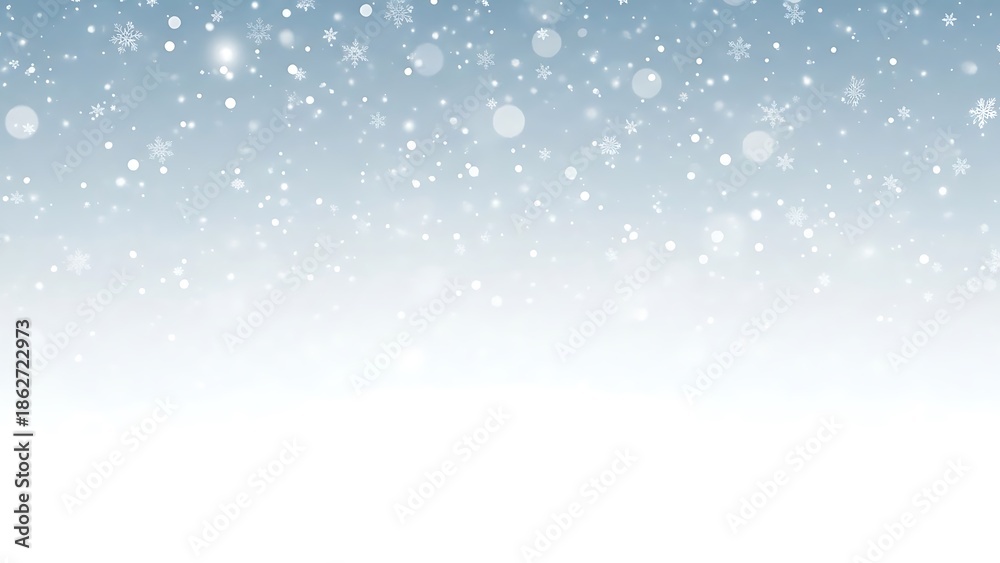 Fototapeta premium Snow Falling on Blue Background snowflakes falling snow 1 winter