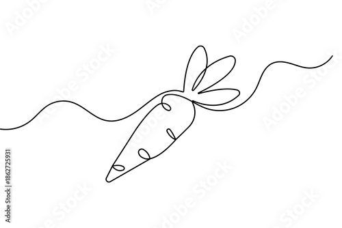 Food icon continuous one line drawing and minimalist style isolate outline vector illustration carrot