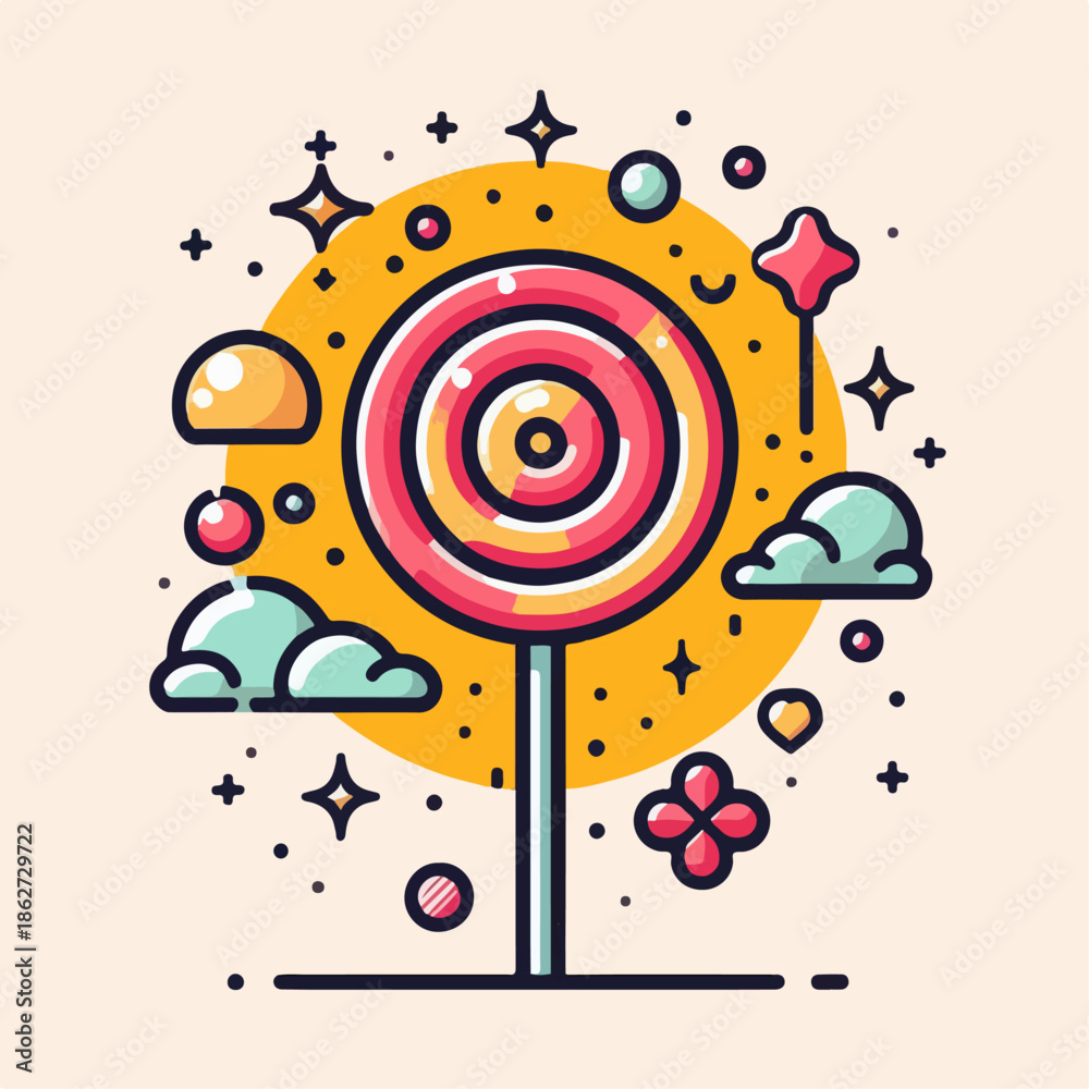 Fototapeta premium Beautiful cartoon illustration of a lollipop