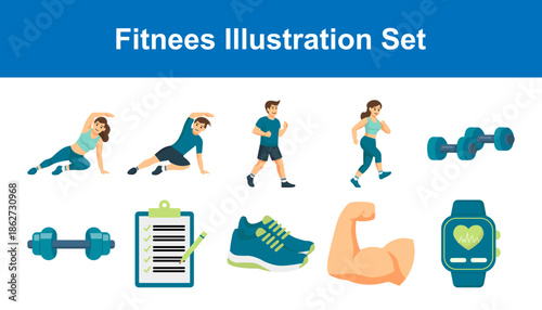 Fitness and Healthy Lifestyle Icon Set