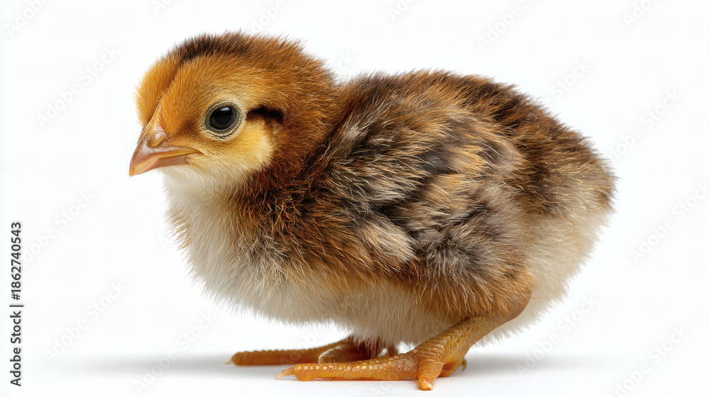 Obraz premium Baby Chicken Close-Up on White Background