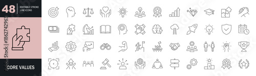 Core Values icon set. Editable line icons. Vector illustration.