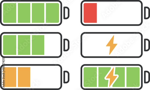 バッテリー・電池マークのフラットアイコンセット