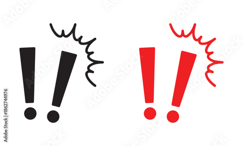 Emphasized exclamation icon. Surprise. Dynamic  exclamation marks with various expressions on white background. vector illustration eps file. 
