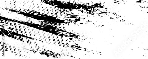 Tire tread marks, wheel textures, tire marks - car racing, motocross, drift, rally, off-road and others. Vector black isolated texture in grunge style with splashes.eps10