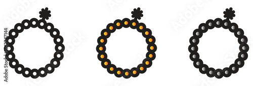 Stylized beaded circle designs featuring a star accent in three distinct variations