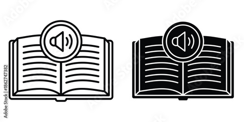 Audio book icons multiple style collection. icon in vector. Logotype