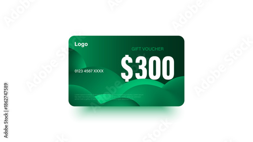 300 dollar coupon gift voucher, cash back banner special offer. Vector illustration. Big sale and super sale coupon code $300 discount gift voucher