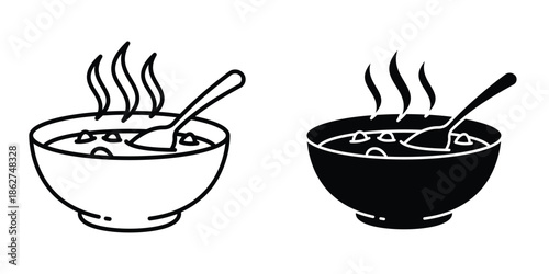 Bowl of soup icons multiple style collection. icon in vector. Logotype