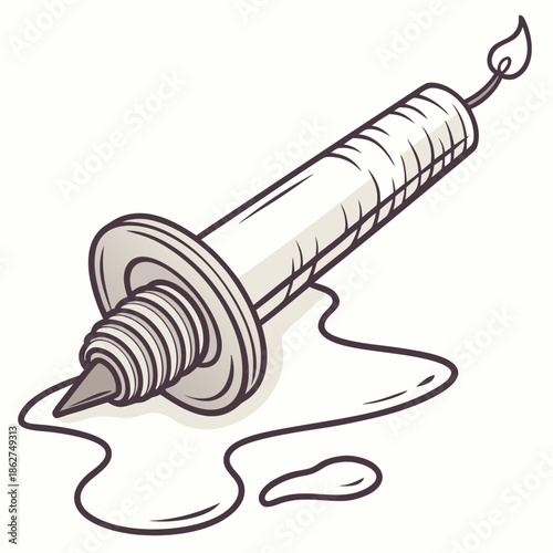 Wax Candle Melted Top View on White Background Vector