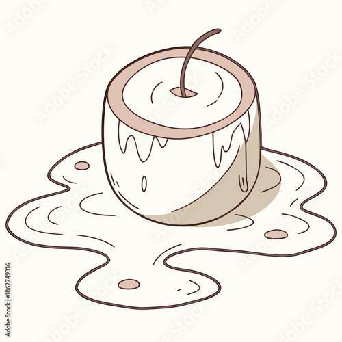 Wax Candle Melted Top View on White Background Vector