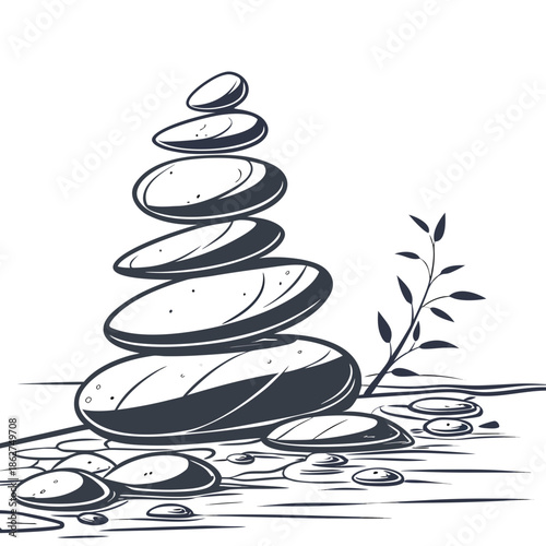 Stacked Zen Balance Stones for Meditation and Spa
