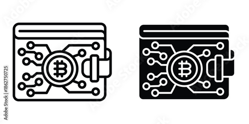 Cryptocurrency wallet icons multiple style collection. icon in vector. Logotype