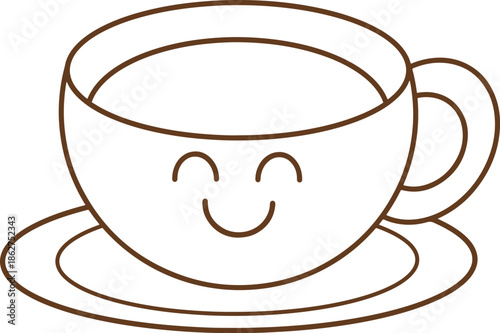 A coffee cup icon with a smiley face.