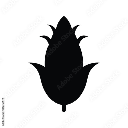 Sweet corn cob silhouette vegetable food icon on white background Vector illustration