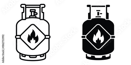 Gas cylinders icons multiple style collection. icon in vector. Logotype