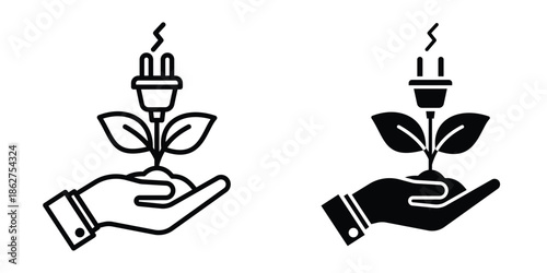 Green energy icons multiple style collection. icon in vector. Logotype