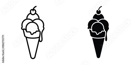 Ice cream cone icons multiple style collection. icon in vector. Logotype