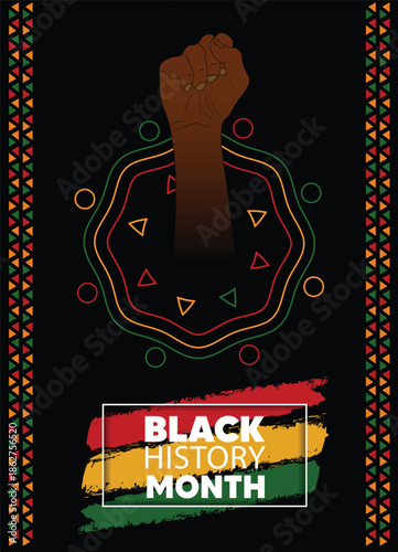 Black History Month awareness illustration celebrating heritage culture education and community pride