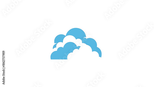 A simple, cartoon illustration depicts a cluster of blue clouds against a stark white backdrop. The textured clouds give a visual feel