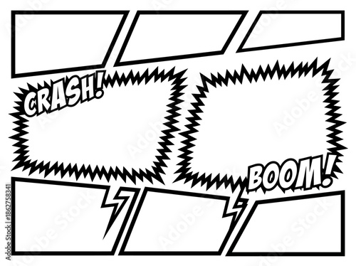 Comic book explosion effect with CRASH and BOOM text in a dynamic illustration