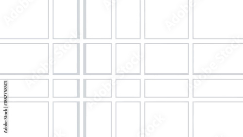 A simple grid composition, rendered in soft gray lines, defines many rectangular spaces on a white background, creating an organized layout