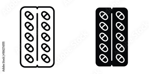 Pill blisters multiple style collection. icon in vector. Logotypeicons multiple style collection. icon in vector. Logotype