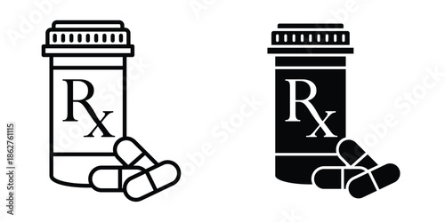 Pill bottle icons multiple style collection. icon in vector. Logotype
