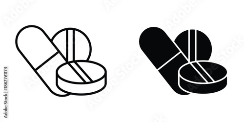 Pills icons multiple style collection. icon in vector. Logotype