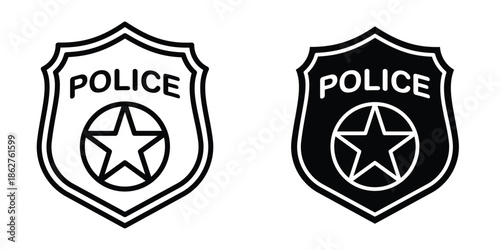 Police badge icons multiple style collection. icon in vector. Logotype