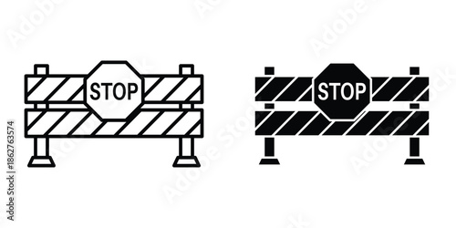 Roadblock icons multiple style collection. icon in vector. Logotype