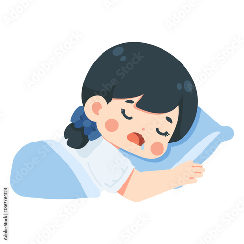 Illustration of a Sleeping Girl with Drool