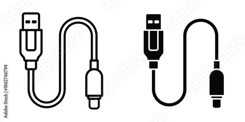 USB cable icons multiple style collection. icon in vector. Logotype