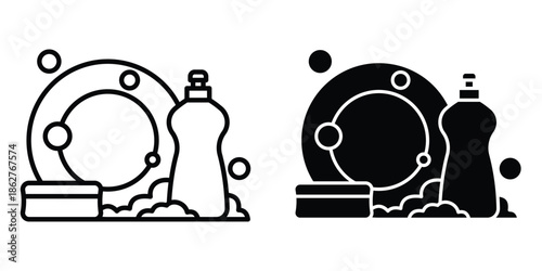 Washing dishes icons multiple style collection. icon in vector. Logotype