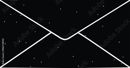 Stylized envelope with starry galaxy design, Magical communication message concept art